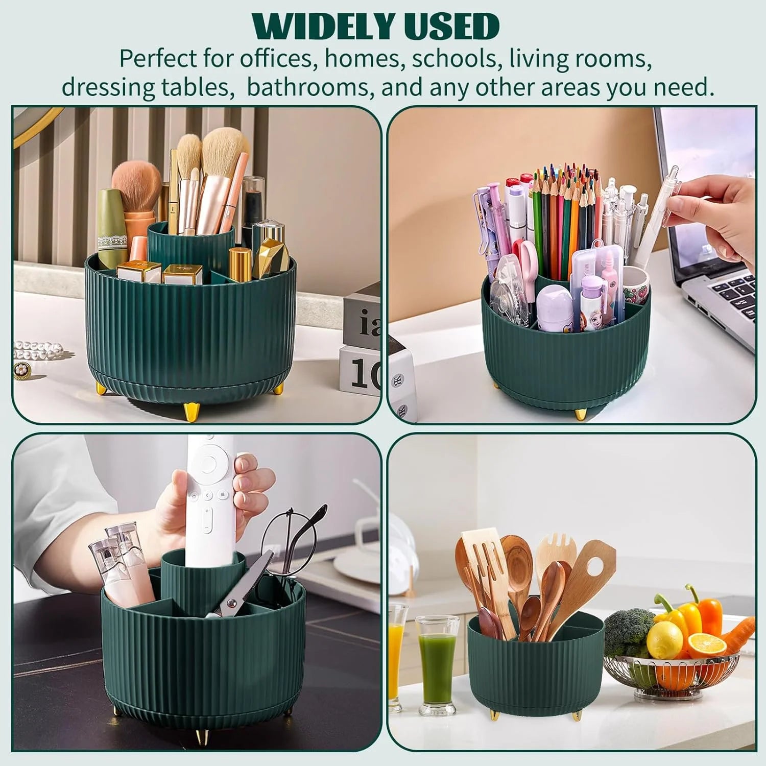 5 Slot 360° Rotating Makeup Brushes Holder Organizer Multi-Functional Desk Storage Cosmetics Storage for Vanity Desktop Bathroom Peaceful Pleasures Health and Wellness