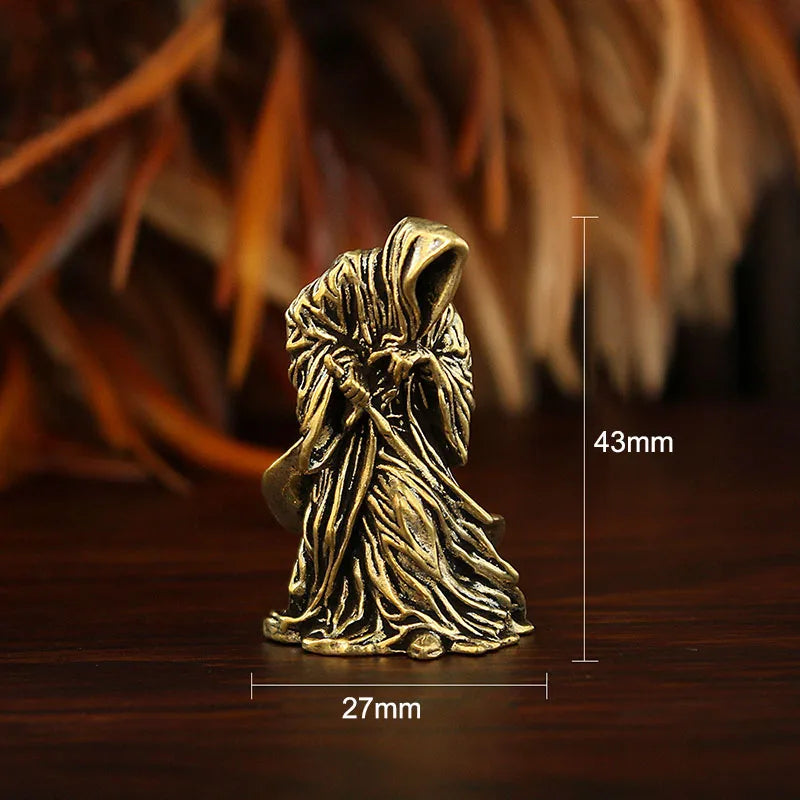 Brass Holy Death Statue Standing Religious Decorative Figurine Grim