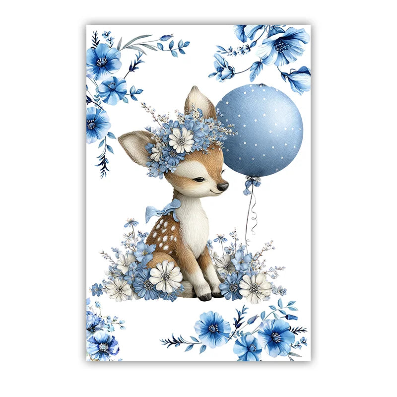Custom Name Nursery Wall Art, Animal Flower Canvas Painting, Nordic Poster Print for Baby, Toddler Kids Room Decor Peaceful Pleasures Health and Wellness 03 30x40cm No Frame China Mainland