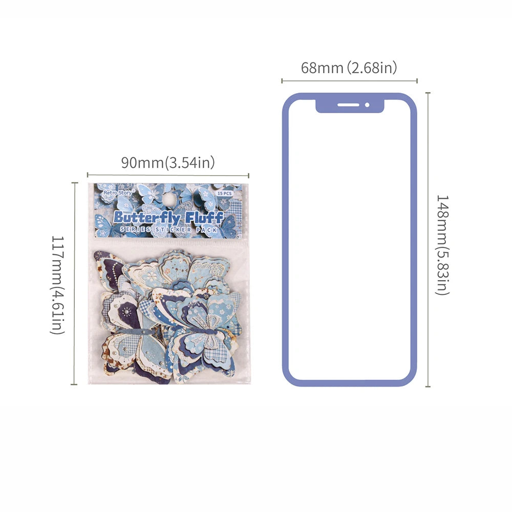 Retro Story Hard Card Adhesive Sticker Butterfly Fabric Series 15