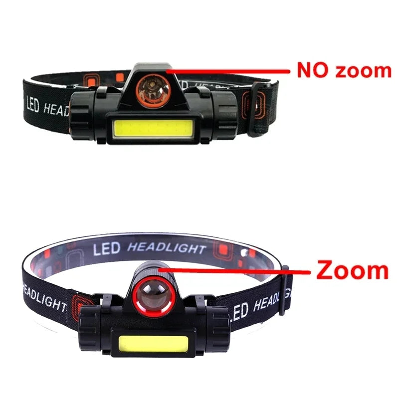 Rechargeable LED Headlamp XPE COB Dual Light Waterproof Magnetic