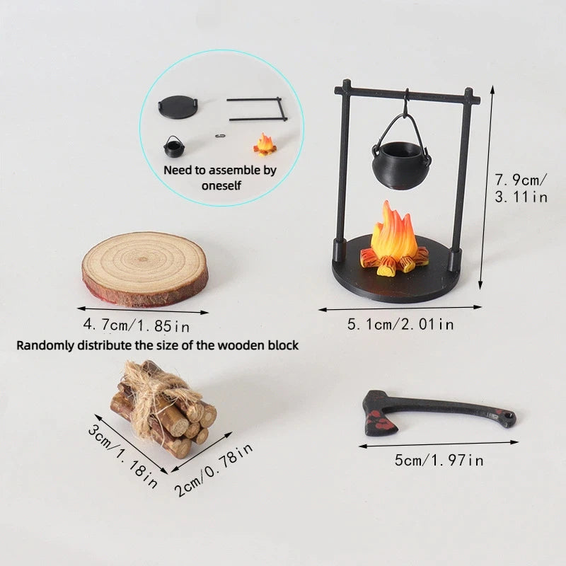 Mini Flame Hanging Stove Models DIY Miniature Outdoor Picnic Camping