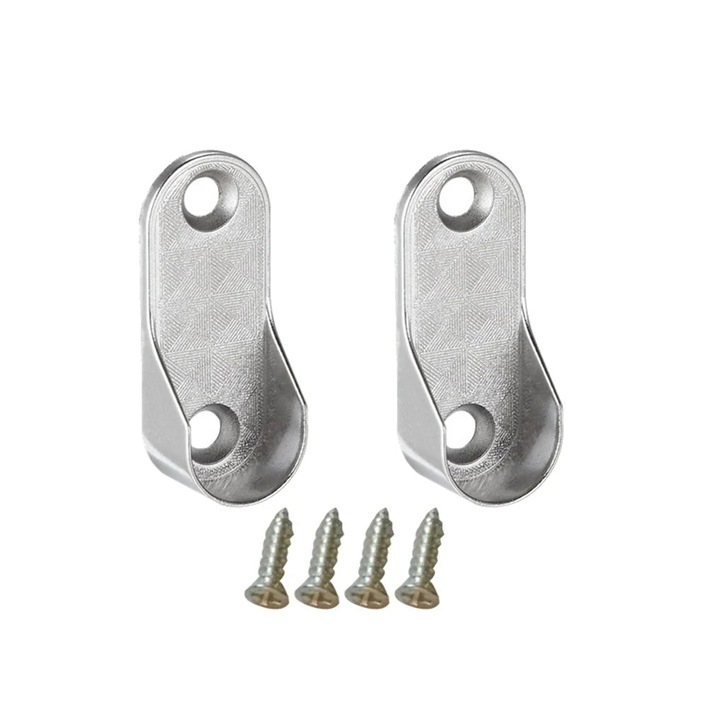 6/12/30pcs Oval Closet Rod End Supports Wardrobe Tube Support Bracket Clothes Hanging Rod End Holder With Screw Hardware Parts Peaceful Pleasures Health and Wellness 2 Support 4 Screw China Mainland