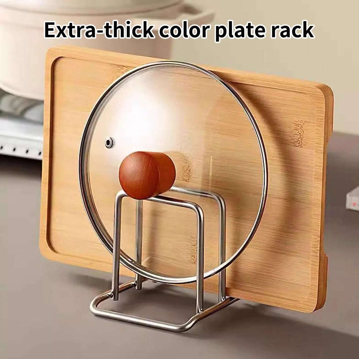 Stainless Steel Cutting Board & Pot Lid Rack | Counter Organizer