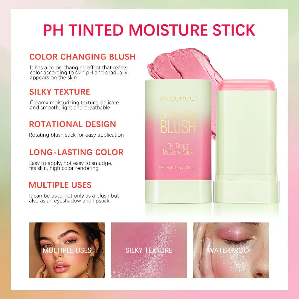 Temperature Change 3-in-1 Cheek Lip Tinted pixiBlush Stick Temperature Change Blush Makeup Products Cosmetic Palette Stick Face Peaceful Pleasures Health and Wellness