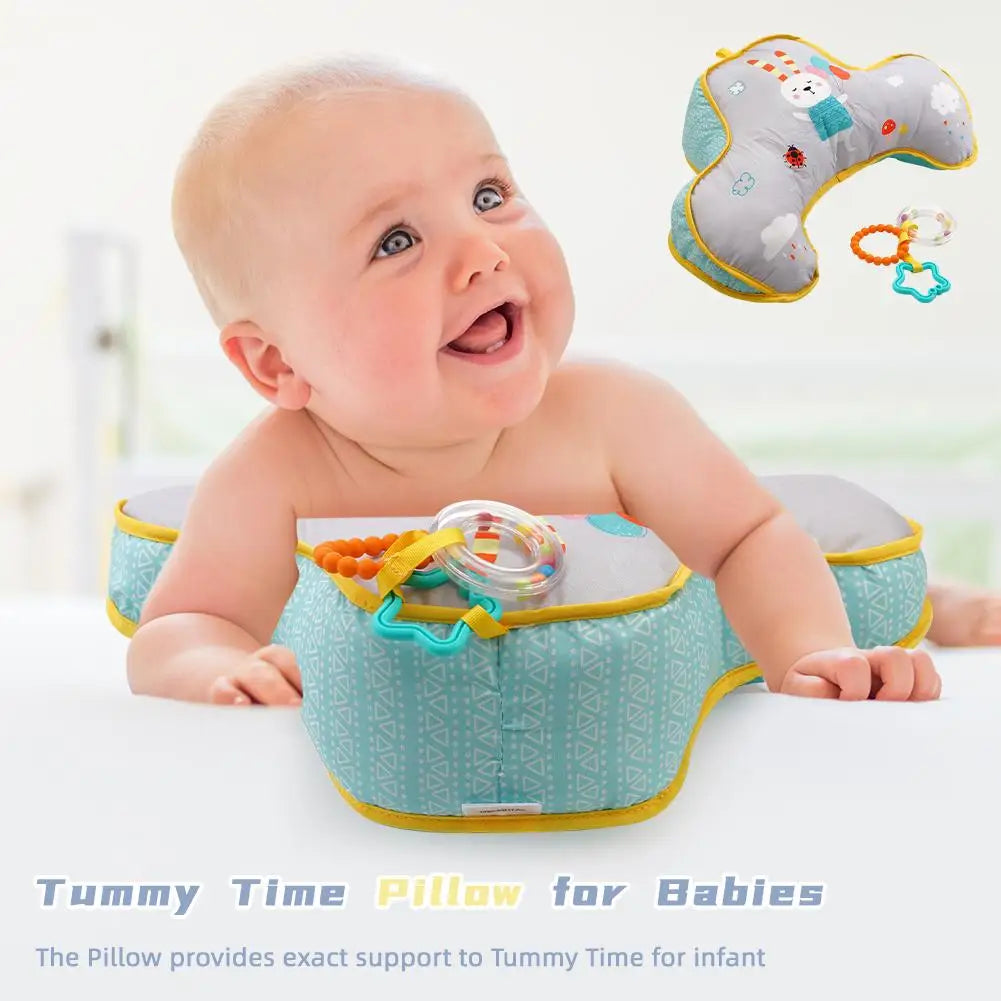 Baby Pillow Tummy Time Toy Lying Pillow High Contrast Baby Sensory Toy Double-Sided Pillows Training Gifts Birthday Head-up Peaceful Pleasures Health and Wellness