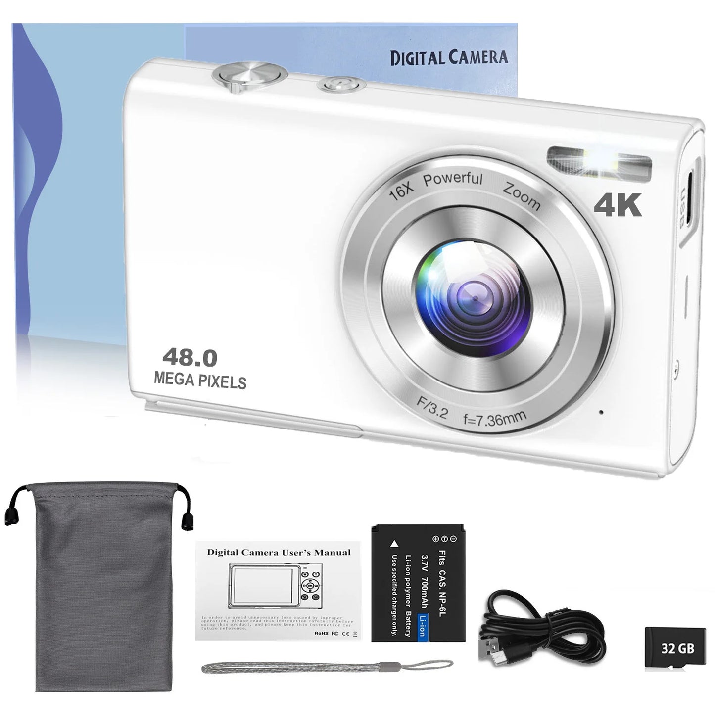 4K Digital Camera 48MP Autofocus Vlogging Camera for Kids & Adults