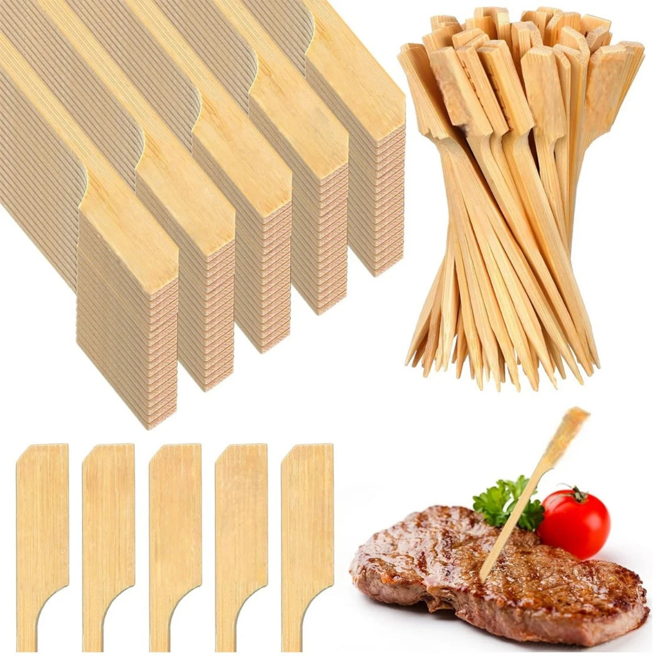 100 Bamboo Skewers – Paddle Picks for BBQ, Cocktails & Appetizers Bamboo Skewer Picks Peaceful Pleasures Health and Wellness