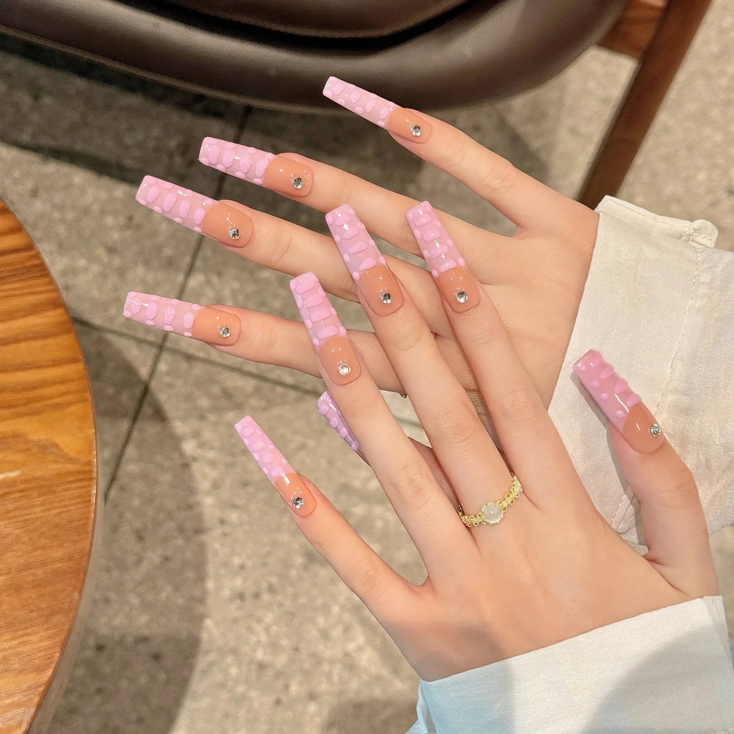 Handmade Press-On Nails | Pink French Long Ballet Fake Nails