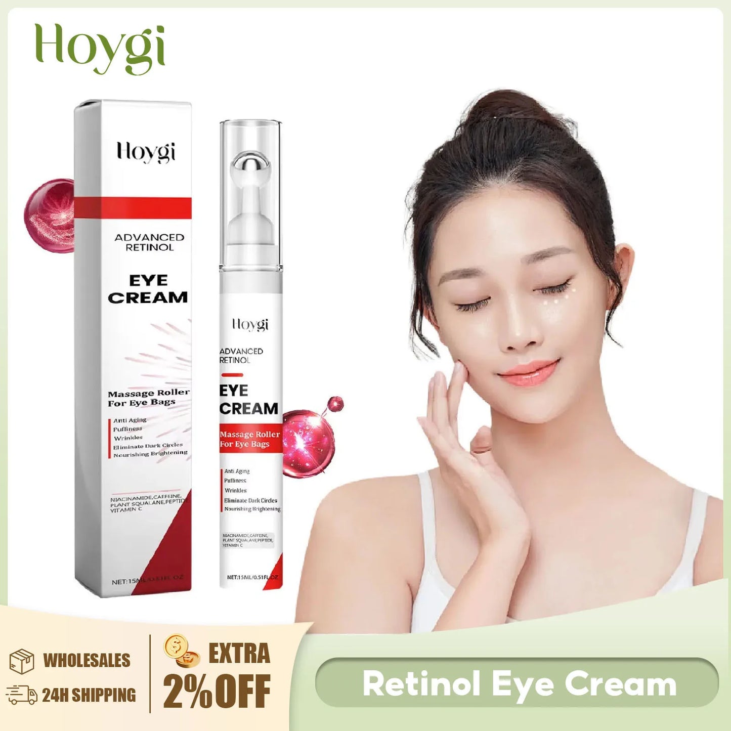 Retinol Eye Cream Anti-Puffiness Lightening Dark Circles Eye Bags Remove Fade Fine Lines Firming Moisturizing Eyes Care Serum Peaceful Pleasures Health and Wellness