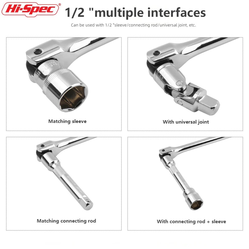 1/2" Drive Breaker Bar Rotating Flex Head Extension Professional CRV Steel Heavy Duty Wrench for Extra Torque Auto Repair Peaceful Pleasures Health and Wellness