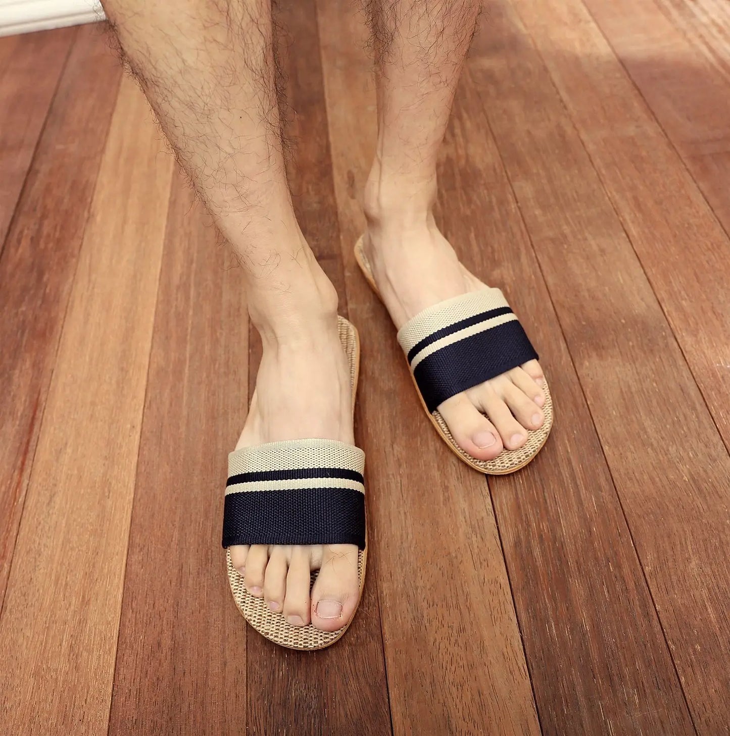 Women's Linen Indoor Slippers | Lightweight Non-Slip Flat Slides