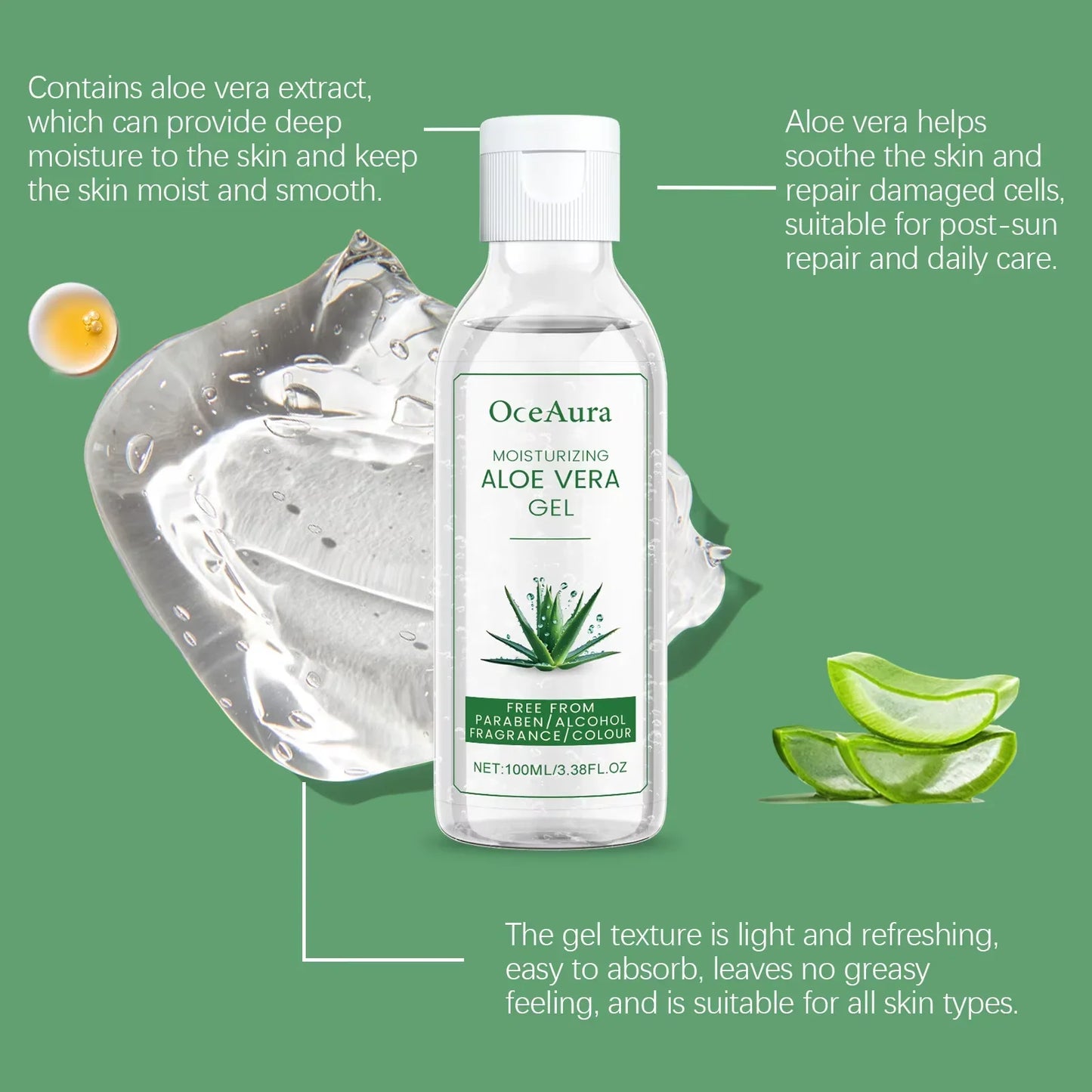 OceAura Aloe Vera Gel – Pore Shrinking, Oil Control & Acne Care