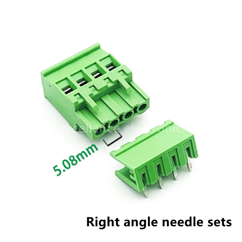 5Sets 2EDGKA-5.08mm Plug-in PCB Wiring Terminal Vertical Side Outlet Plug Complete with Straight Bent Needle Holder Peaceful Pleasures Health and Wellness Right Angle needle 2P