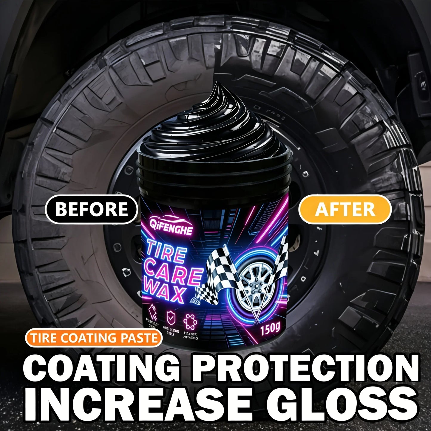 Tire Blackening Coating Paste – Shine & Protective Polish Wax