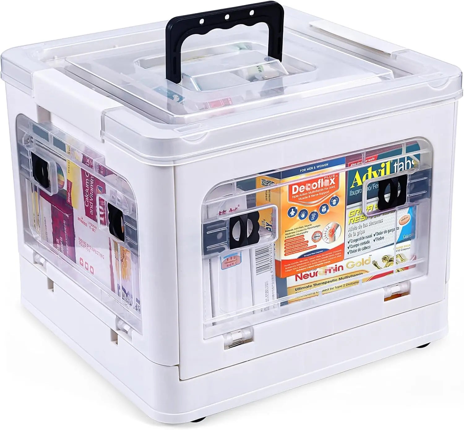 18QT Clear Medical Storage Box – Wheels, Removable Tray & Handles for First Aid Organization Storage Box Peaceful Pleasures Health and Wellness United States