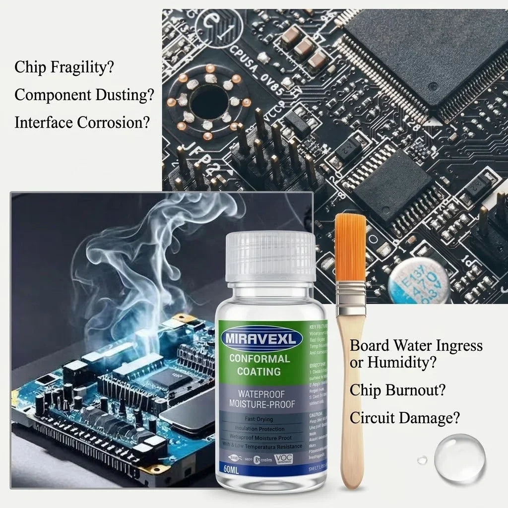 MIRAVEXL Clear Conformal Coating + Brush – Waterproof PCB Varnish