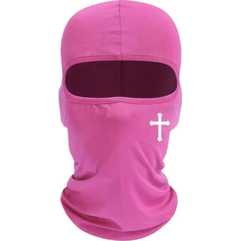 Christian Cross Balaclava Full Face Mask | Breathable Ski Mask Balaclava Face Mask Peaceful Pleasures Health and Wellness Pink