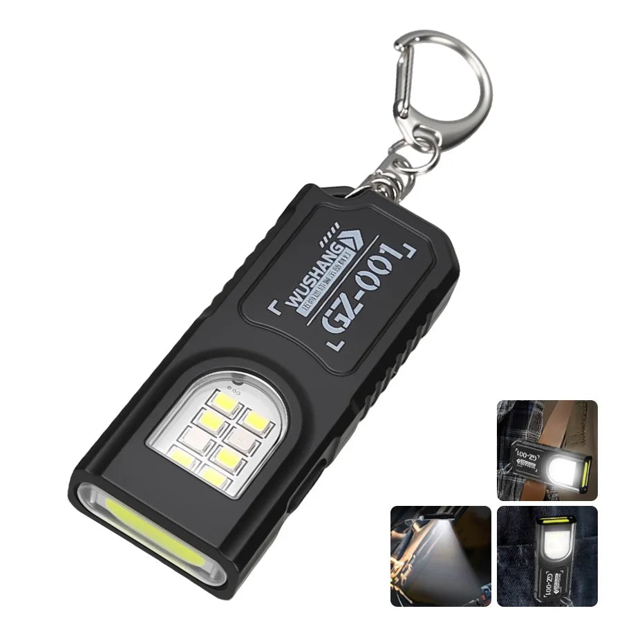 Mini COB LED Keychain Flashlight | USB-C Rechargeable Work Light