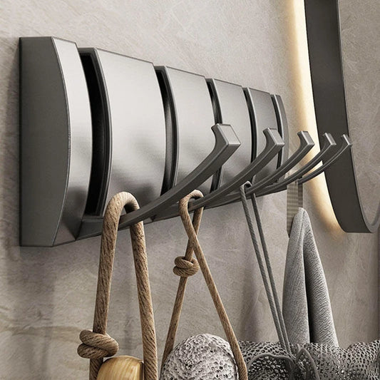 Folding Robe Hooks – 5-Hook Aluminum Wall Rack | Bath & Kitchen Wall Hook Rack Peaceful Pleasures Health and Wellness