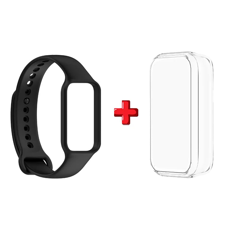 2-in-1 TPU Case & Silicone Band for Amazfit Band 7 Sport Strap Peaceful Pleasures Health and Wellness Black