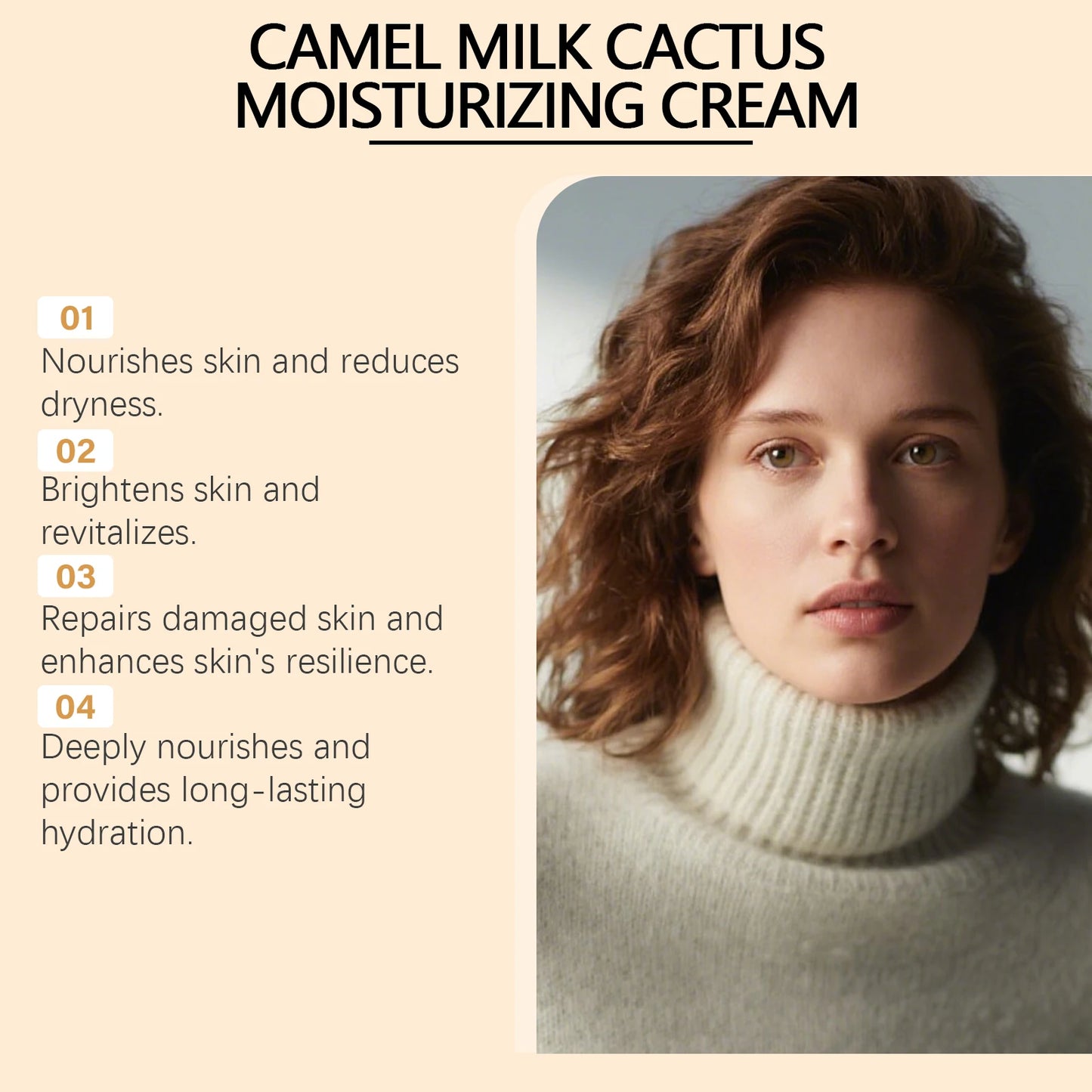 Radiance Moisturizing Face Cream With Cactus Camel Milk Extract Deep Hydration Lock Gentle Formula Winter Skincare Daily Use Peaceful Pleasures Health and Wellness