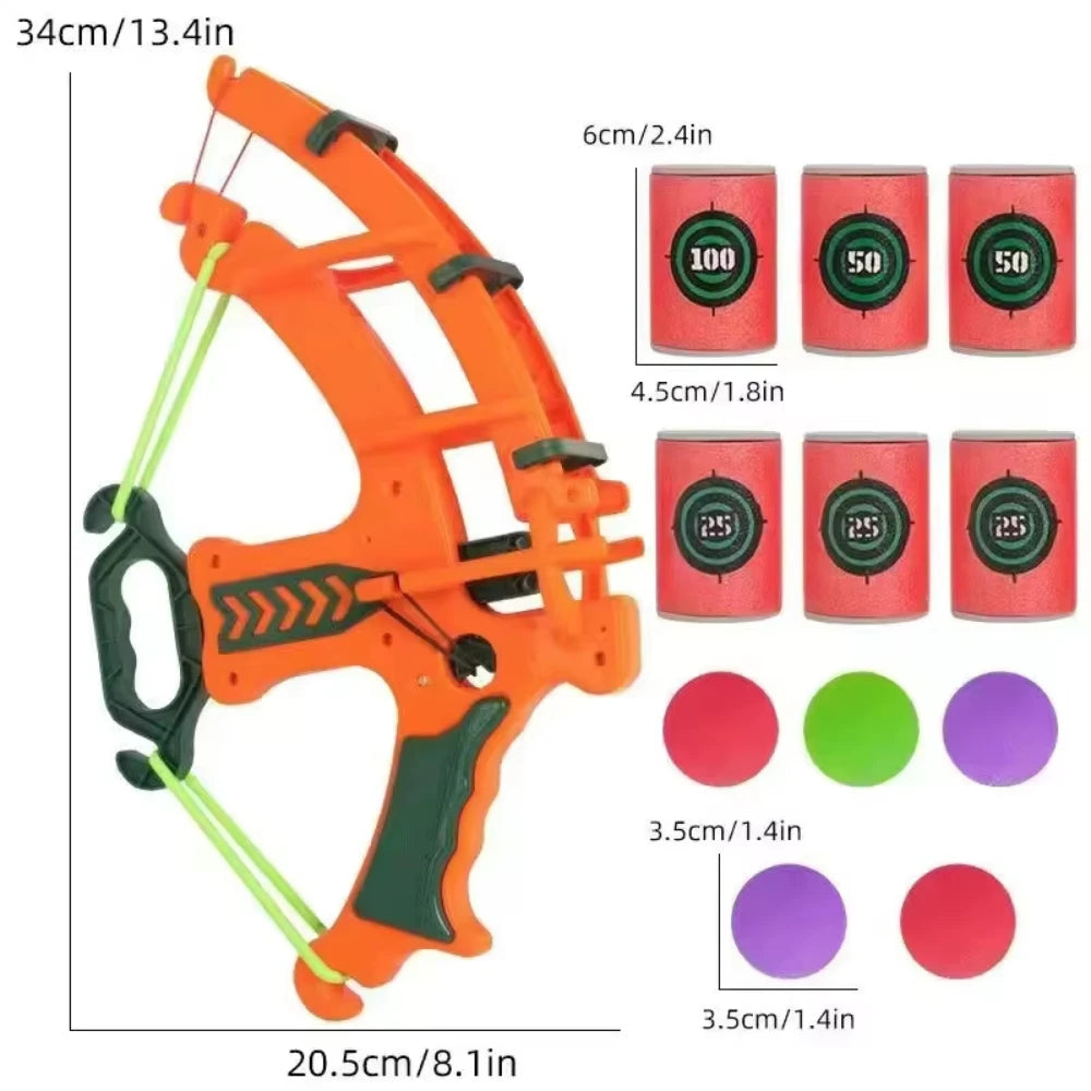 Slingshot Target Sticky Ball Bow Target Montessori Educational Toy Arrow Set Throw Sport Outdoor Fidget Game Peaceful Pleasures Health and Wellness Orange