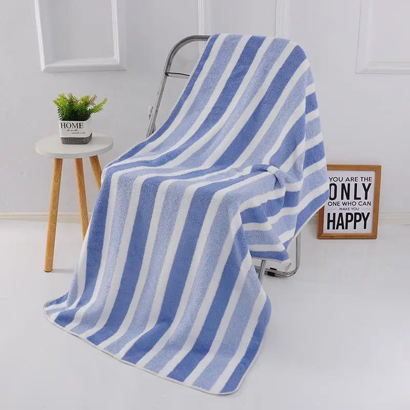 Soft Absorbent Microfiber Large Bath Towels for Men & Women Bath Towels Peaceful Pleasures Health and Wellness blue 70X140cm