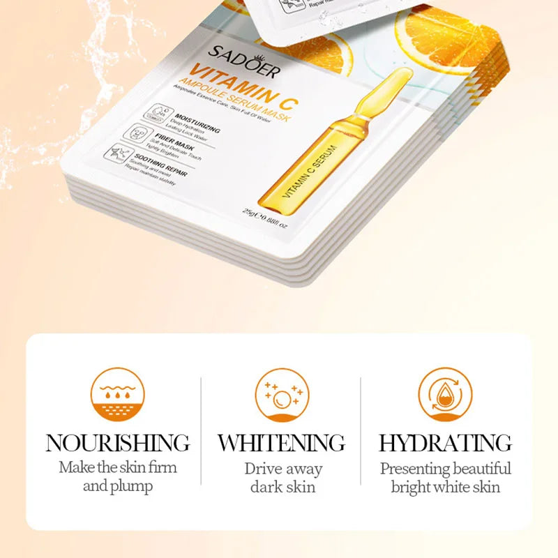 SADOER 24K Gold Hyaluronic Acid Face Mask 15pcs – Anti-Wrinkle