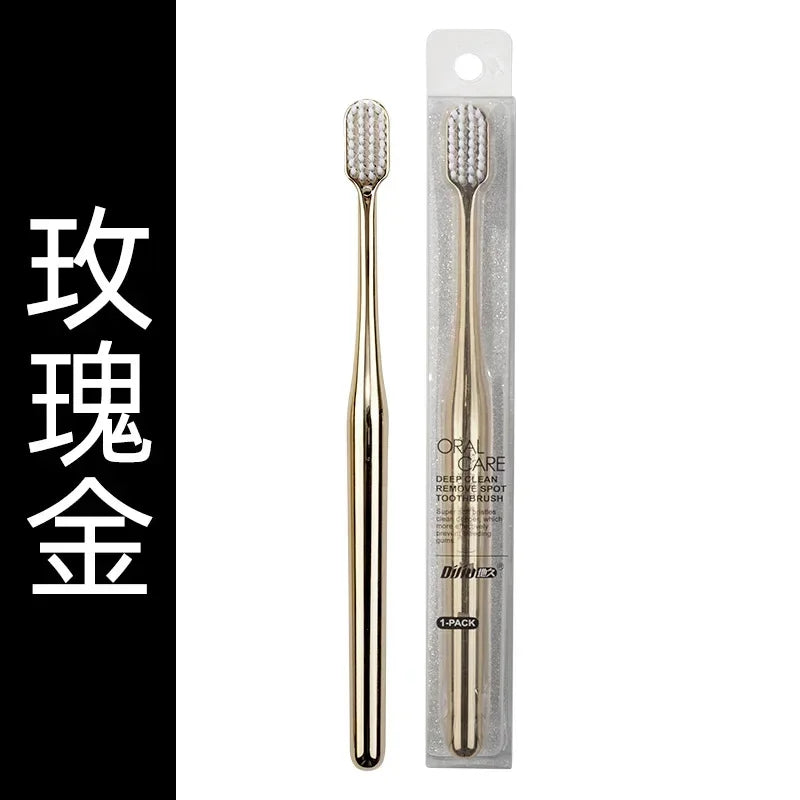 Luxury Soft Toothbrush Men Women Adult Tooth Brush Electroplate Gold Color Dental Brushes Toothbrushes Customizable Wholesale Peaceful Pleasures Health and Wellness 01