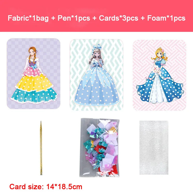 Creative Princess Puzzle Puncture Painting Board Pens Fabric Craft