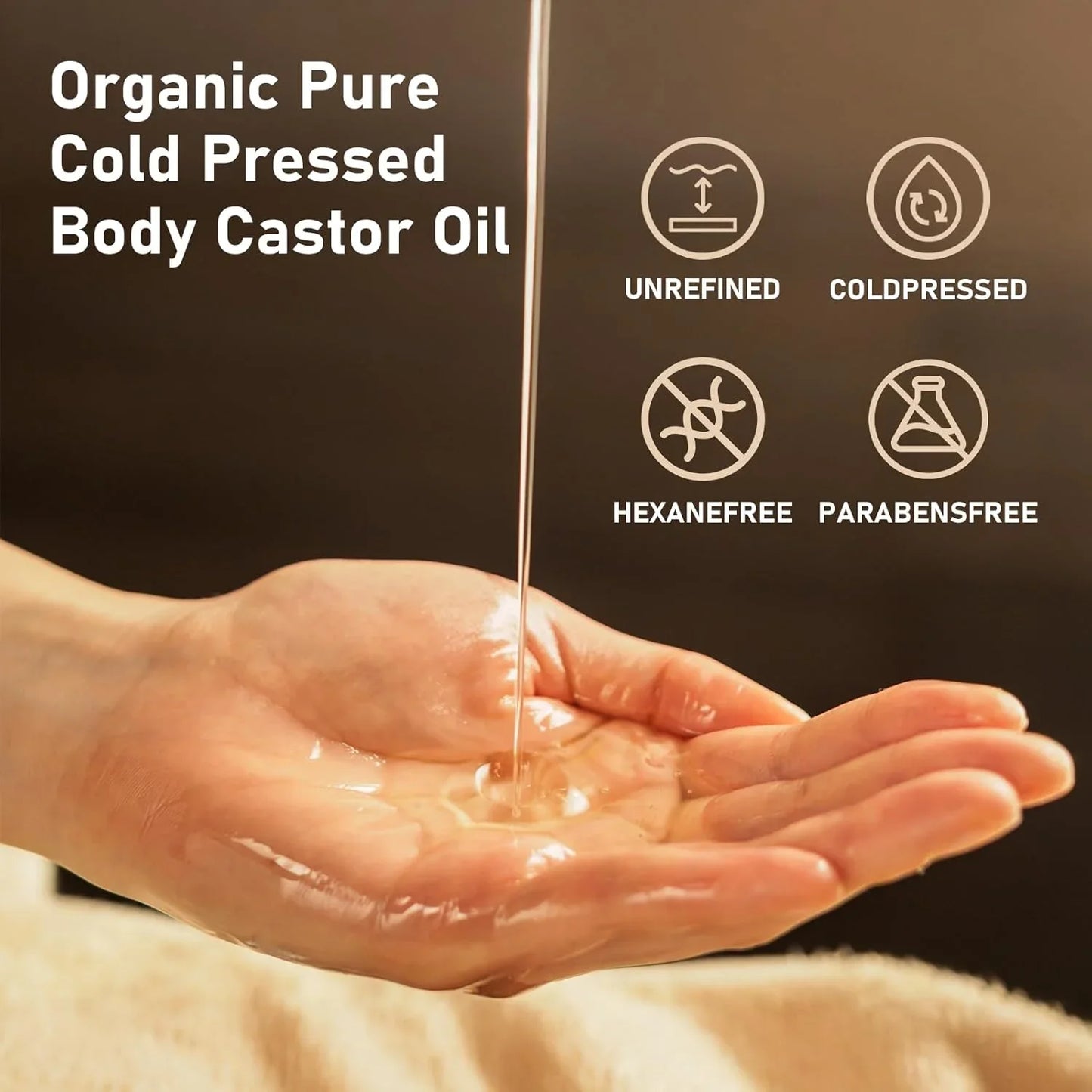 Organic Castor Oil Rose Quartz Roller Ball | Pure Cold-Pressed 50ml