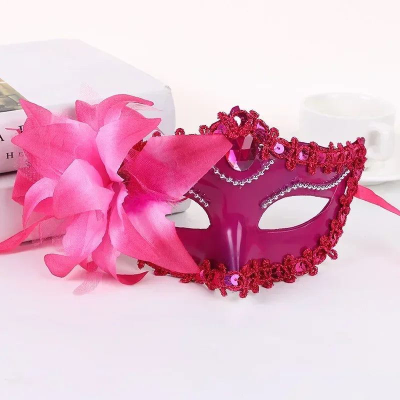 Halloween Princess Half Face Mask Makeup Ball Lily Flower Party Sexy