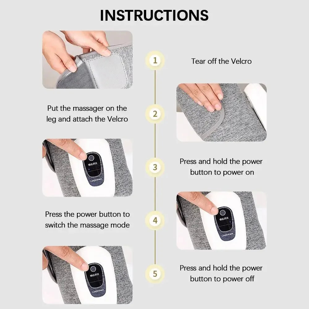 Wireless Air Compression Leg Massager – 3 Modes, 360° Calf