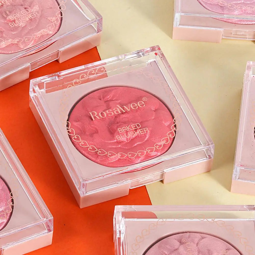 Embossed Shimmer Blush Palette – Pearlescent Baked Powder Highlighter