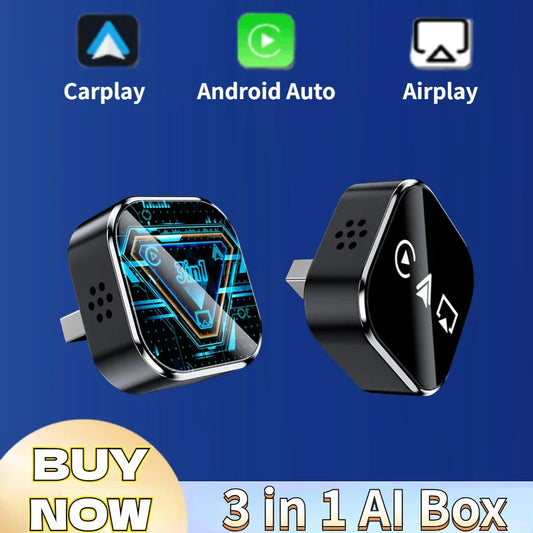 Wireless CarPlay & Android Auto Adapter – 3-in-1 AI Smart Car Box Peaceful Pleasures Health and Wellness