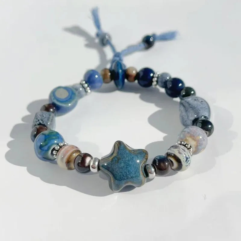 Celestial Star Ceramic Bead Bracelet | Handmade Friendship Gift