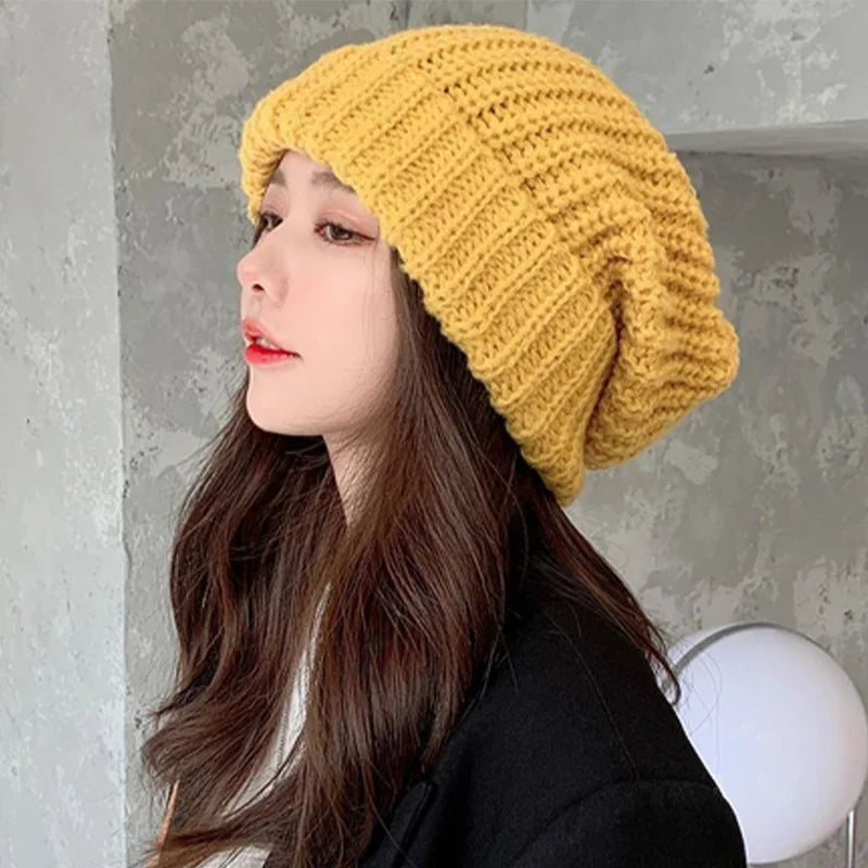 MOONBIFFY Unisex Winter Beanie Knit Wool Hat for Big Heads