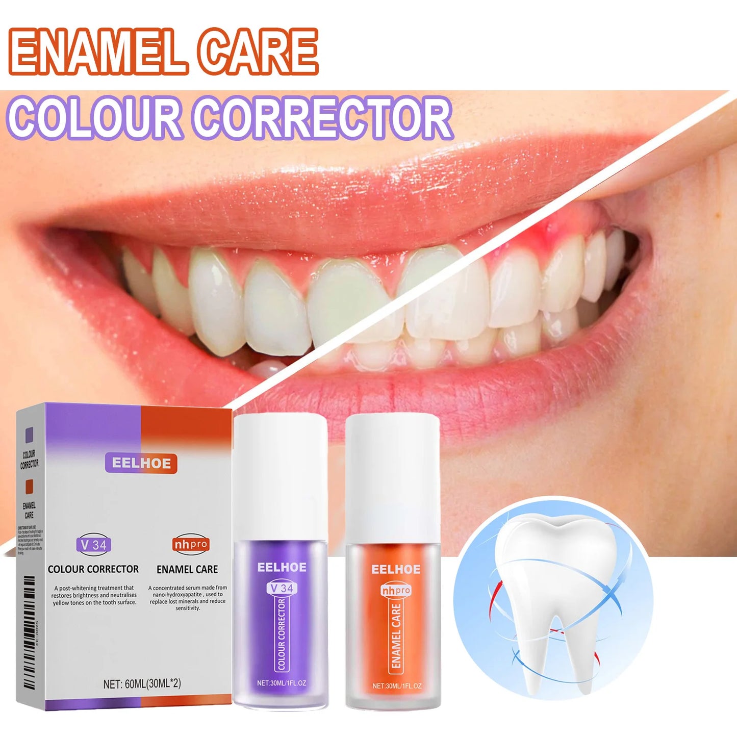 V34 Purple Teeth Whitening Toothpaste Kit – 7-Day Stain Remover
