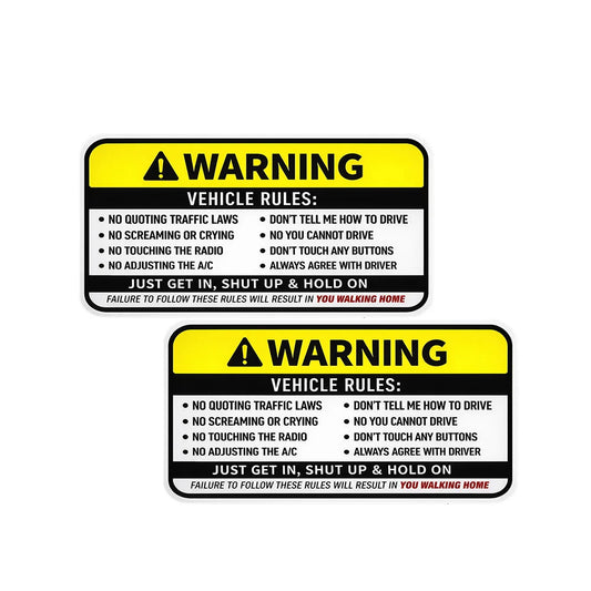 2PCs 5" x 3" Vehicle Rules Funny For Bumper Sticker Car Truck Window Peaceful Pleasures Health and Wellness Default Title