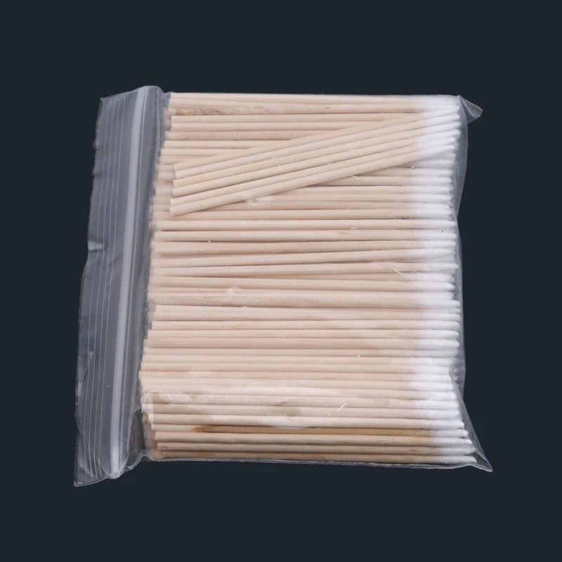 300/500pcs Wooden Tip Cotton Stick Long 7cm 300 Wooden Handle Tip Semi Permanent Embroidered Cotton Swabs Peaceful Pleasures Health and Wellness
