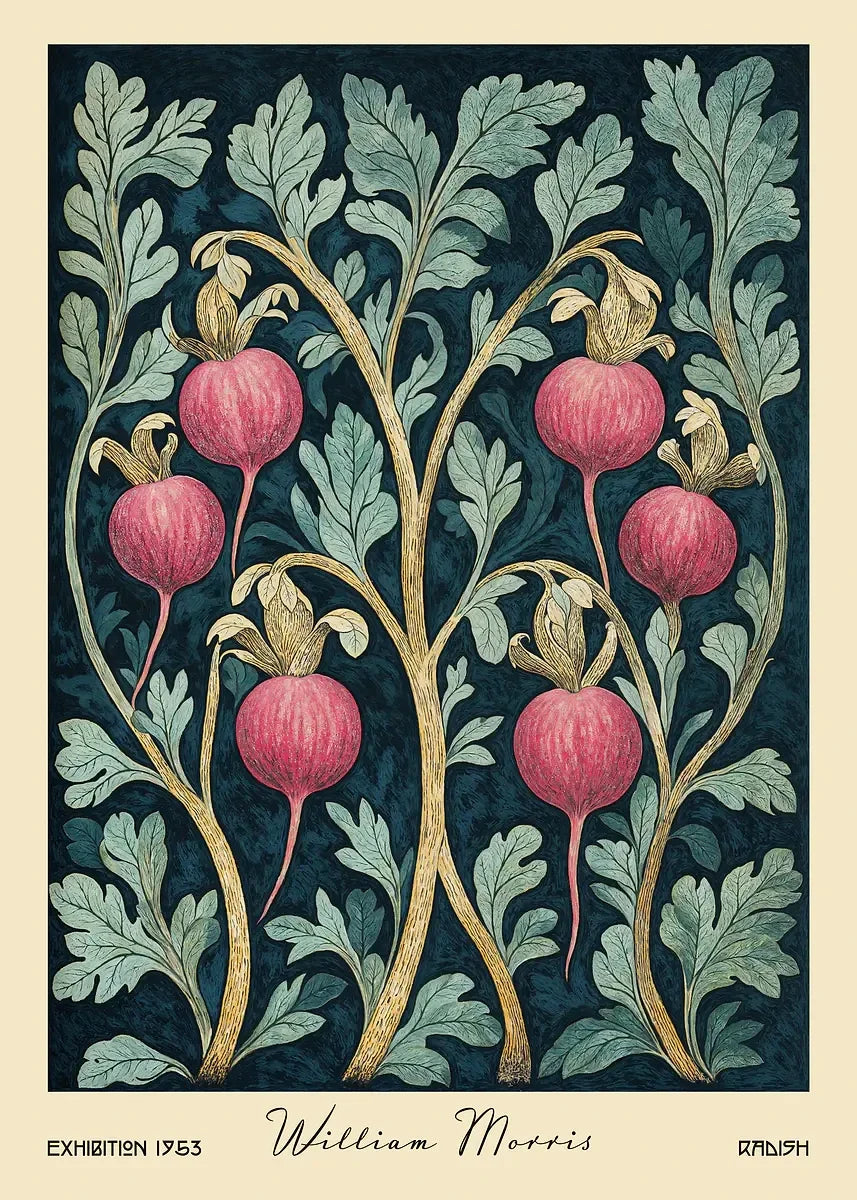 William Morris Retro Kitchen Fruit Canvas Wall Art | Dining Decor