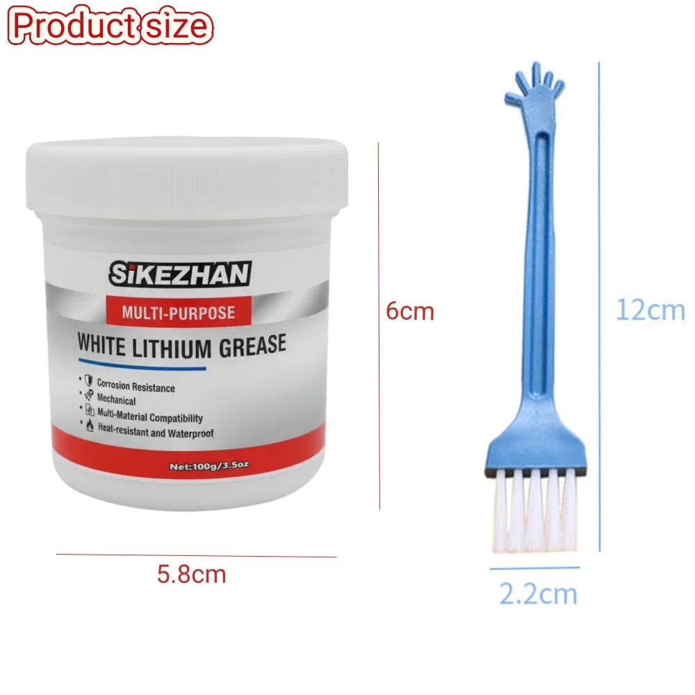 White Lithium Grease 3.5oz with Brush, Multi-Purpose Lubricant for Auto, Hinges & Gears, Waterproof Heat-Resistant Peaceful Pleasures Health and Wellness