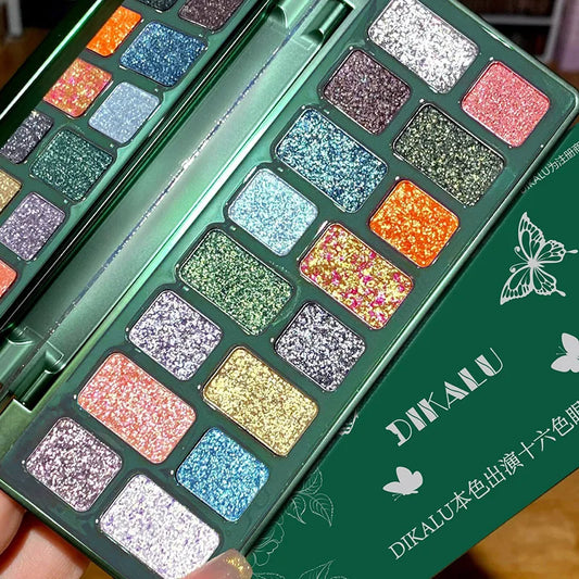 DIKALU 16-Color Green Pearl Glitter Eyeshadow Palette | Waterproof Eyeshadow Palette Peaceful Pleasures Health and Wellness 08