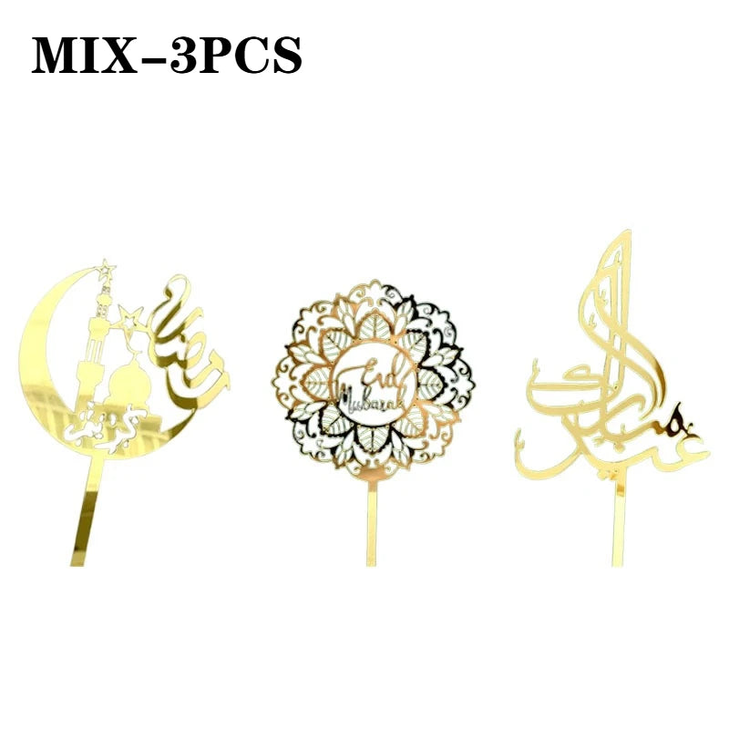 Eid Mubarak Golden Acrylic Cake Topper – Castle Moon Design