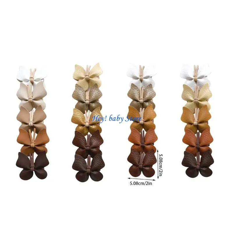 5-Pack Girls PU Leather Butterfly Hair Clips & Hairpins