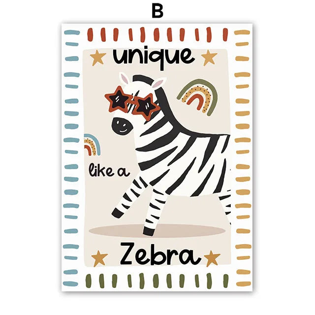 Funny Cartoon Animals Car Bus Nursery Wall Art Canvas Painting Leopard Bear Zebra Posters & Prints Pictures Baby Kids Room Decor Peaceful Pleasures Health and Wellness 2 55x75cm