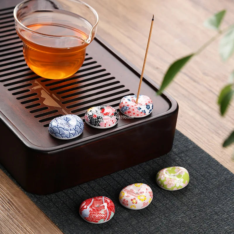 Cherry Blossom Incense Burner Home Ceramic Decor Stick Holder Aromatherapy Censer Office Teahouse Ornament Home Decor 방향제 Peaceful Pleasures Health and Wellness