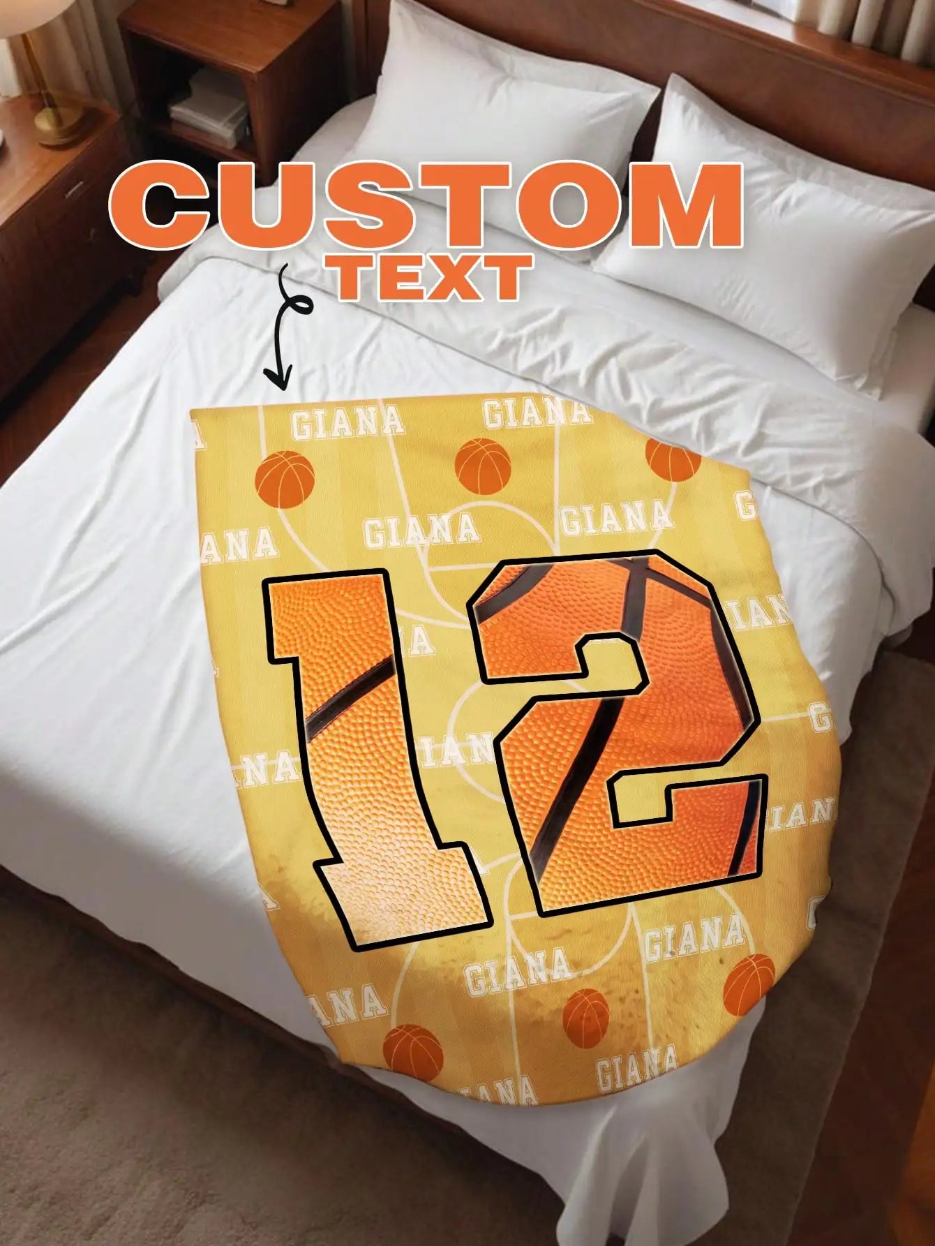 Custom Sports Fleece Blanket | Personalized Name & Number Gift