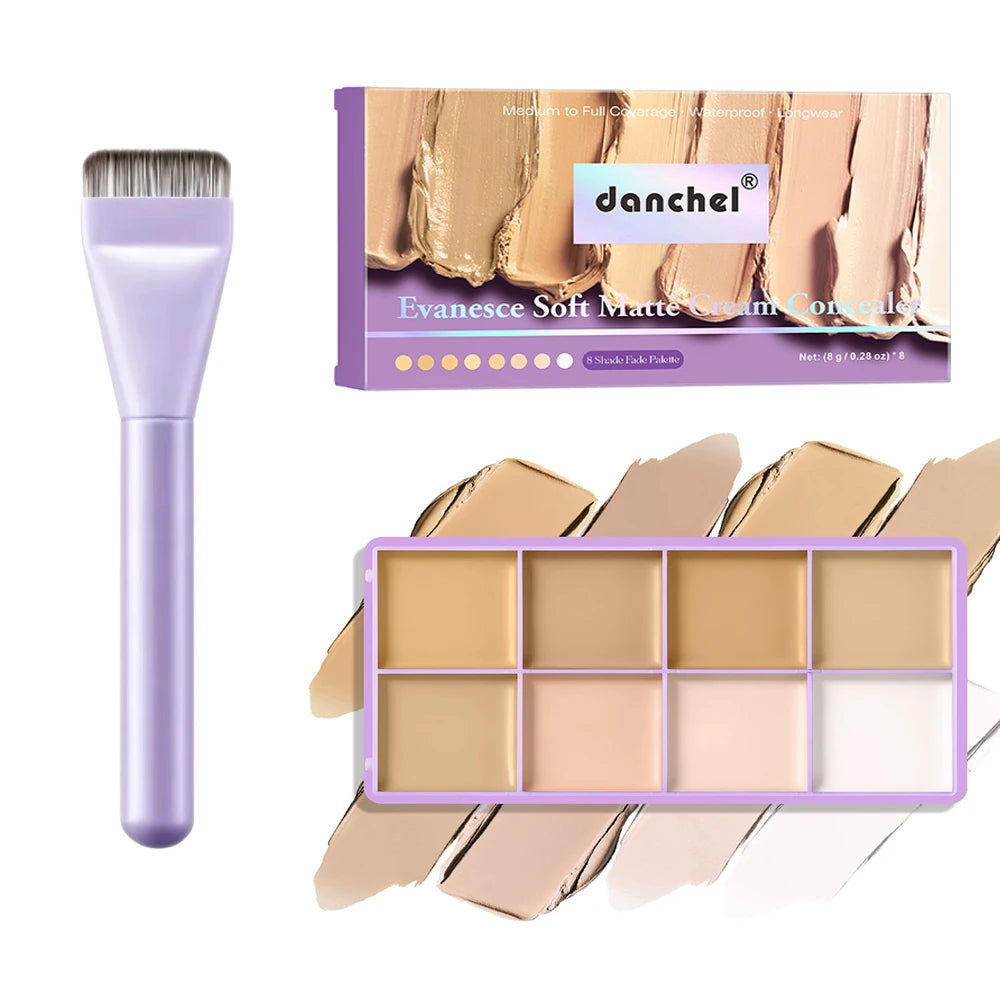 Full Coverage Concealer Palette 8 Colors Soft Matte Cream Concealer With Cosmetic Brush Waterproof Oil Control Long Lasting Cove Peaceful Pleasures Health and Wellness air and brush